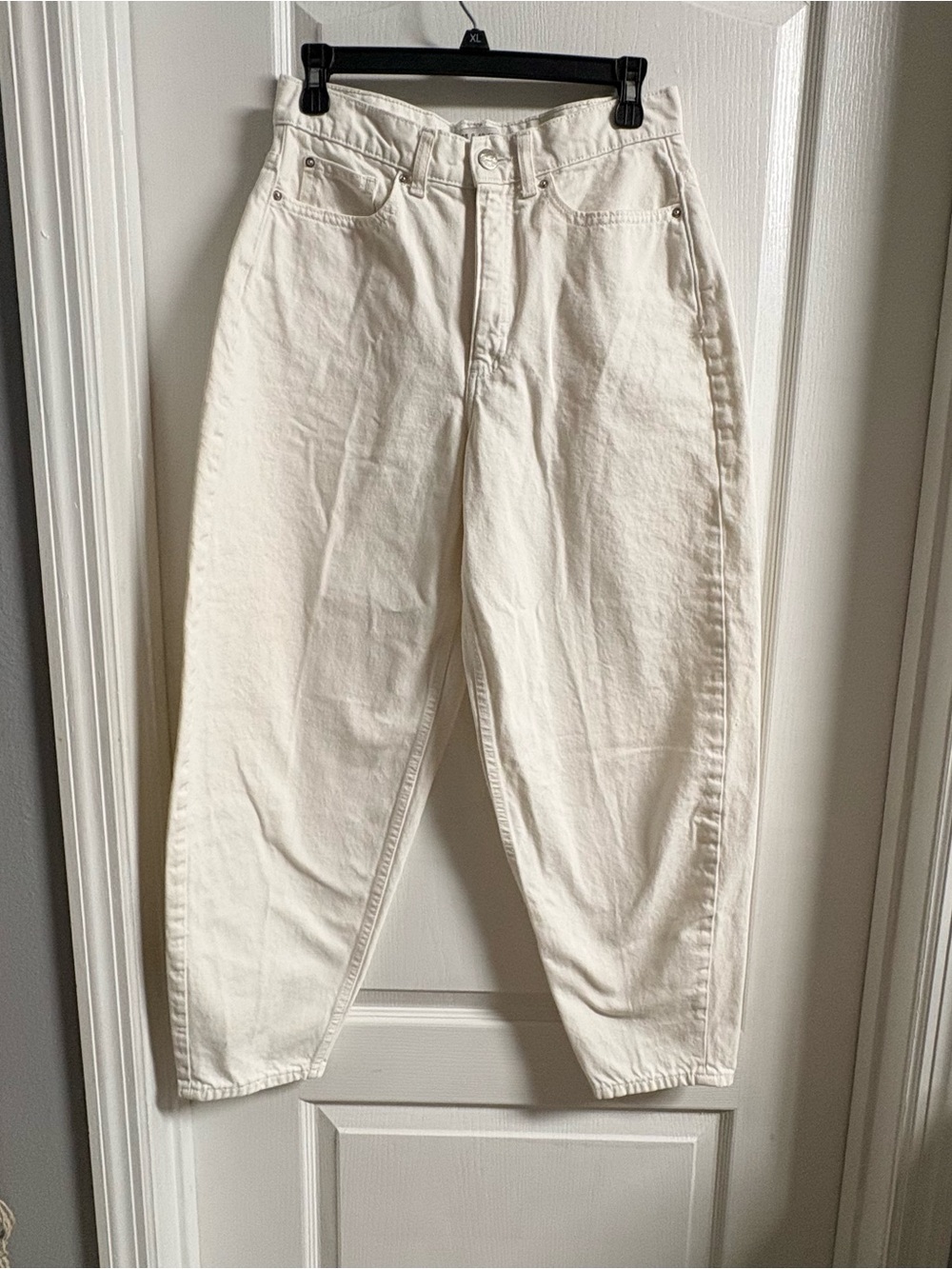 Primark Off-White Cropped Barrel Leg Ankle Jeans